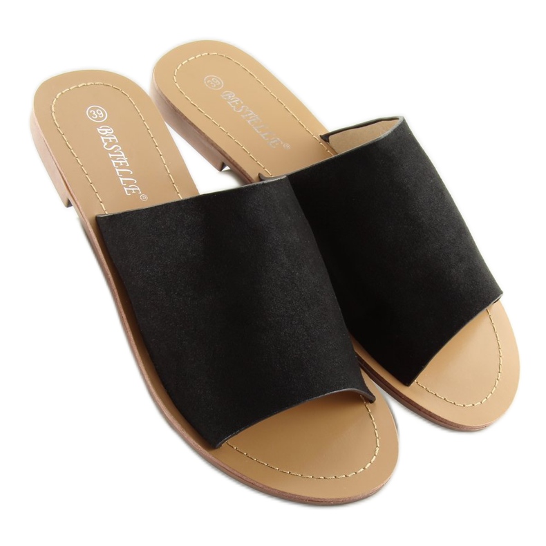 H8-116 schwarze gerade schwarze Hausschuhe 2