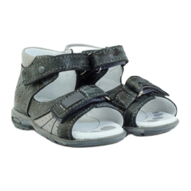 Jungen-Sandalen aus Leder mit Klettverschluss und Reflektoren 1407 grau RenBut 3