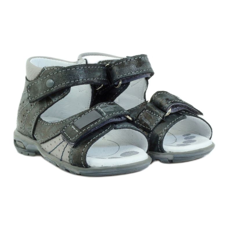Jungen-Sandalen aus Leder mit Klettverschluss und Reflektoren 1407 grau RenBut 3