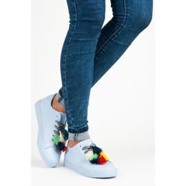 Ideal Shoes Blaue Turnschuhe mit Fransen 2