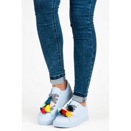 Ideal Shoes Blaue Turnschuhe mit Fransen 1