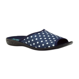 Baumwollpantoffeln Adanex marineblaue Punkte weiß 1