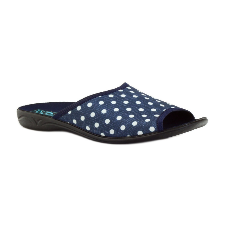 Baumwollpantoffeln Adanex marineblaue Punkte weiß navy blau 1