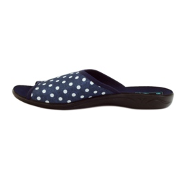 Baumwollpantoffeln Adanex marineblaue Punkte weiß navy blau 2