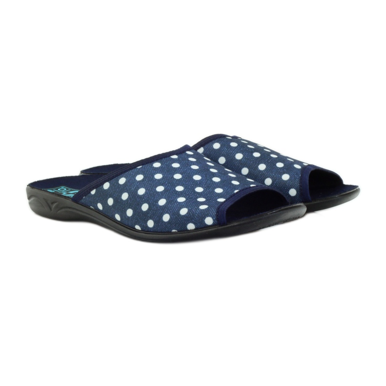 Baumwollpantoffeln Adanex marineblaue Punkte weiß navy blau 3