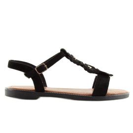 Schwarze Wildledersandalen für Damen WL-001 2