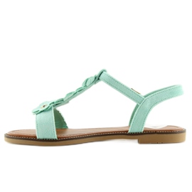 Mintfarbene Damensandalen aus Wildleder WL-001 grün 1