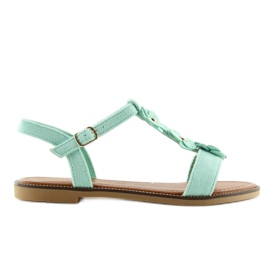Mintfarbene Damensandalen aus Wildleder WL-001 grün 2