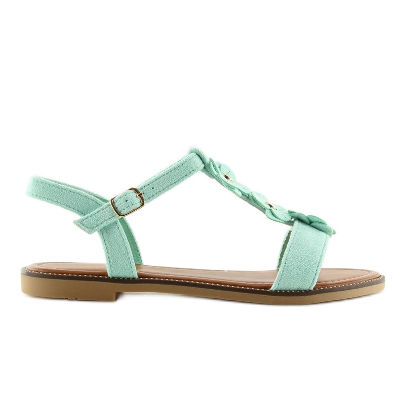 Mintfarbene Damensandalen aus Wildleder WL-001 grün 2