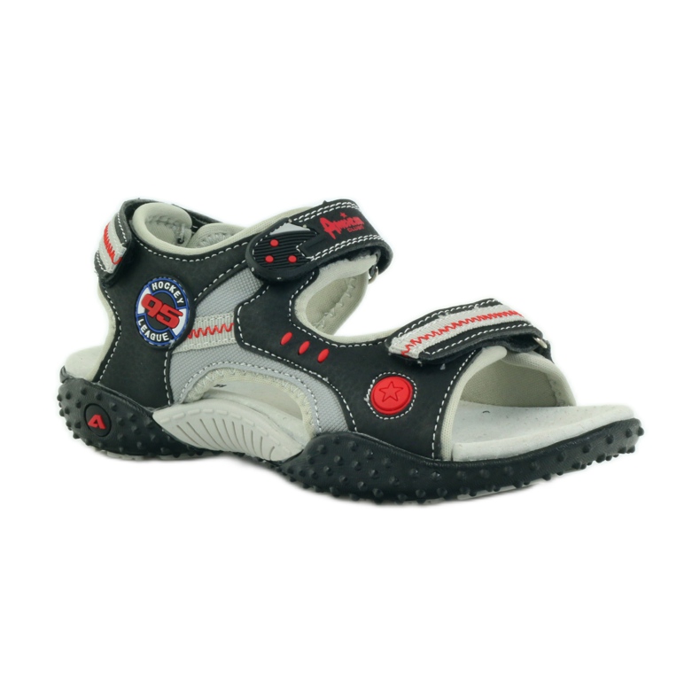 American Club Amerikanische Sandalen Kinderschuhe Lederinnensohle rot grau schwarz 1