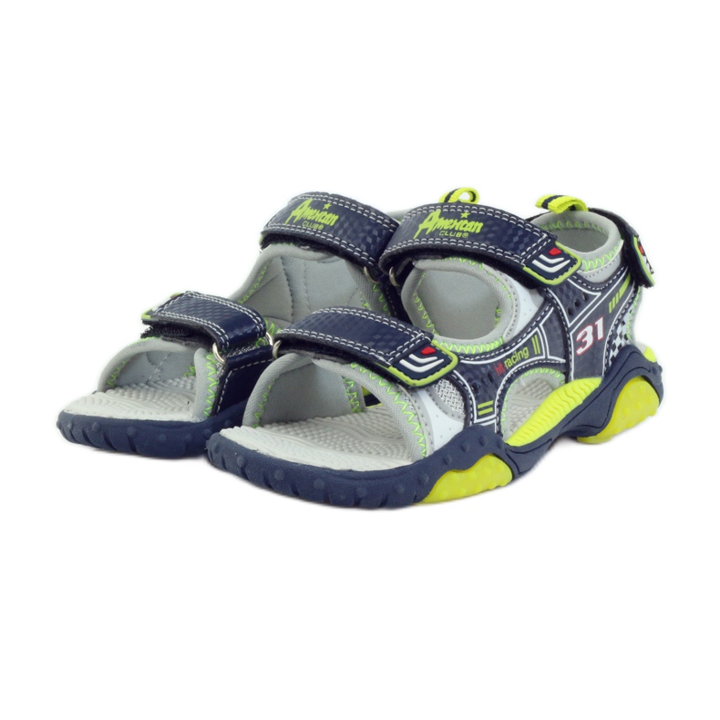 American Club Kinderschuhe Sandalen leuchtend amerikanisch 1702 marineblau navy blau grün grau 3