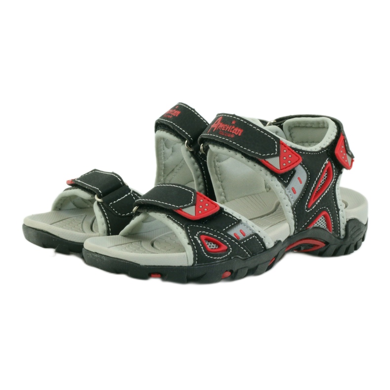 American Club schwarze Kindersandalen 1713 rot grau 3