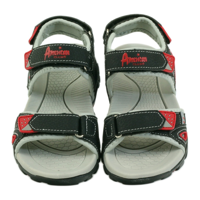 American Club schwarze Kindersandalen 1713 rot grau 4