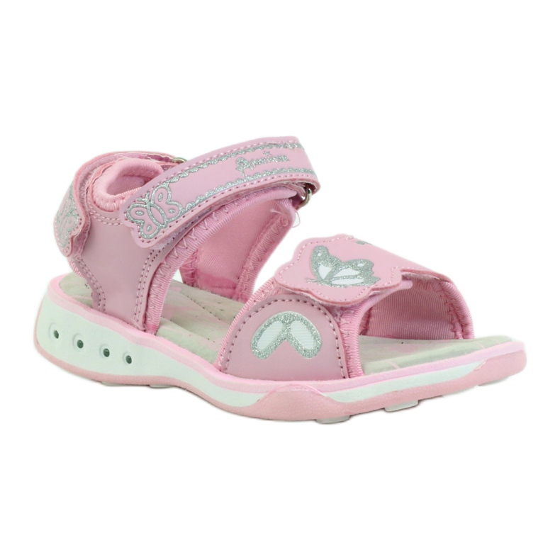 American Club Kinderschuhe Sandalen Leder Innensohle leuchtend amerikanisch rosa grau 1
