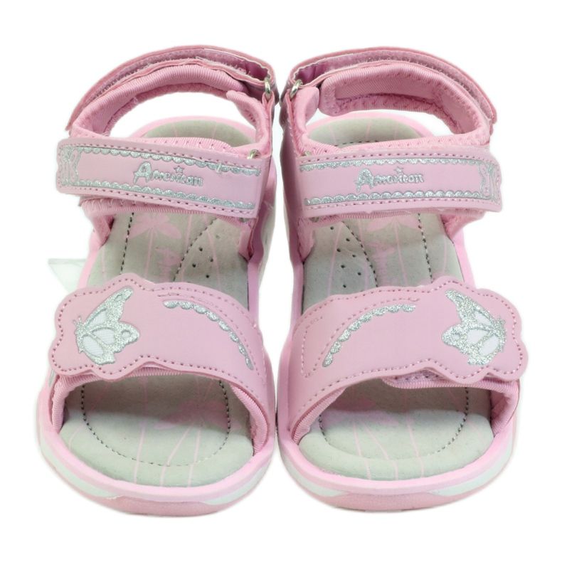 American Club Kinderschuhe Sandalen Leder Innensohle leuchtend amerikanisch rosa grau 4