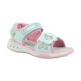 American Club Kinderschuhe Sandalen Leder Innensohle leuchtend amerikanisch rosa grau weiß 1
