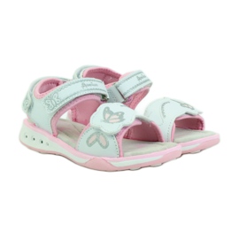 American Club Kinderschuhe Sandalen Leder Innensohle leuchtend amerikanisch rosa grau weiß 3