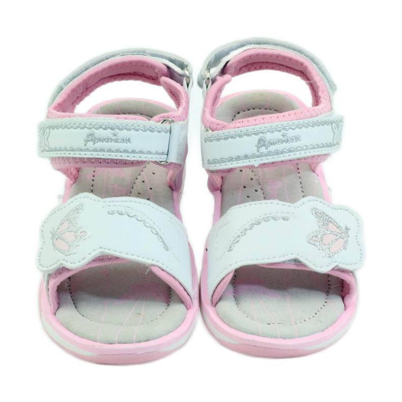American Club Kinderschuhe Sandalen Leder Innensohle leuchtend amerikanisch rosa grau weiß 5