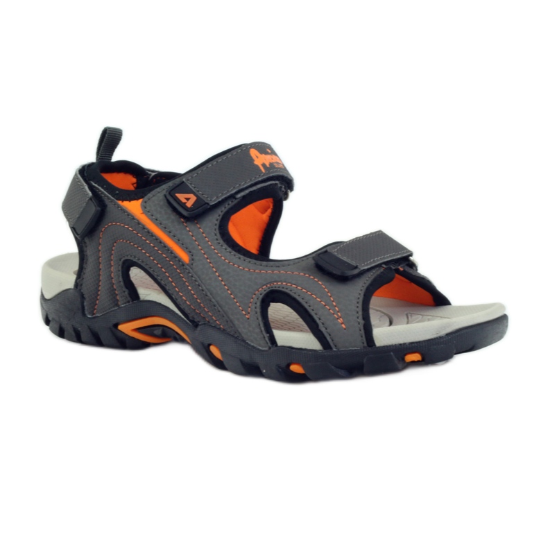 American Club Amerikanische 1714 Sandalen mit Schaumeinlage grau orange 1