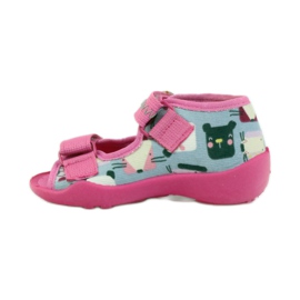 Hausschuhe Sandalen Serduszko Befado 242p071 rosa grau 2