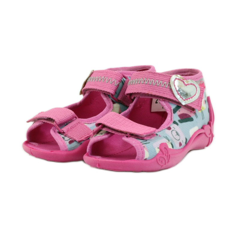 Hausschuhe Sandalen Serduszko Befado 242p071 rosa grau 3