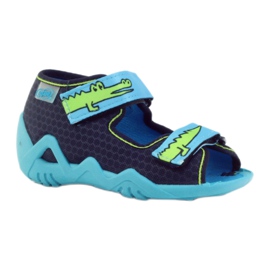 Befado Kinderschuhe Hausschuhe Sandalen 250p068 marineblau blau grün 1