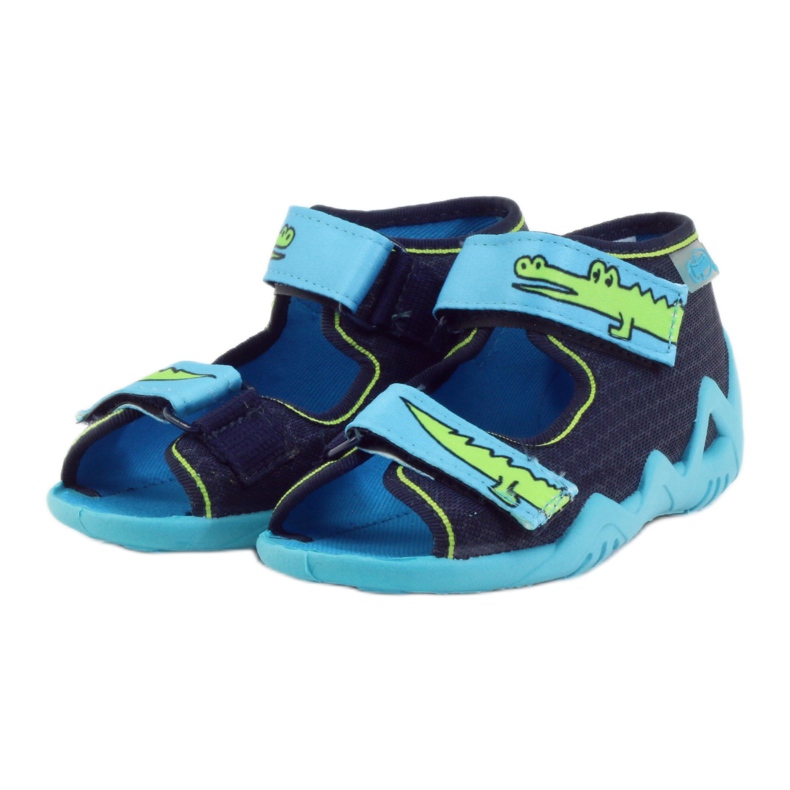 Befado Kinderschuhe Hausschuhe Sandalen 250p068 marineblau blau grün 3