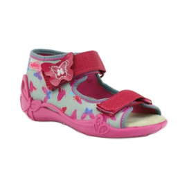 Befado 242p077 Sandalen mit Ledereinsatz rosa grau 1