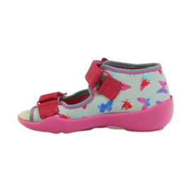 Befado 242p077 Sandalen mit Ledereinsatz rosa grau 2