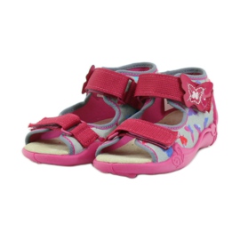 Befado 242p077 Sandalen mit Ledereinsatz rosa grau 3