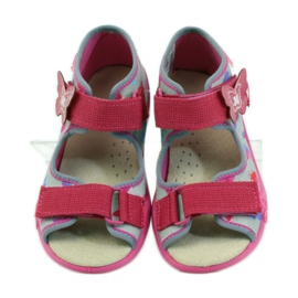 Befado 242p077 Sandalen mit Ledereinsatz rosa grau 4