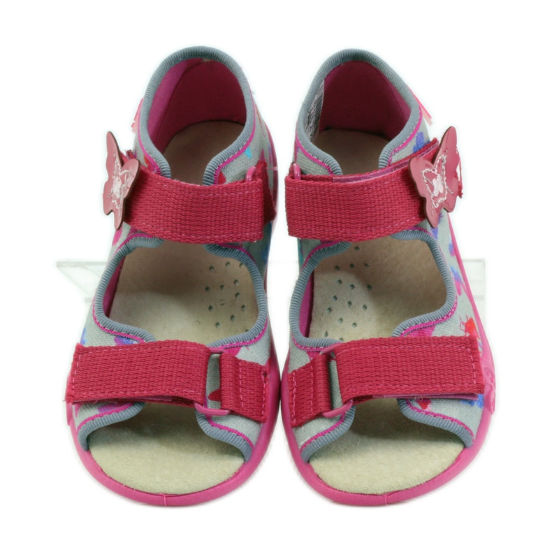 Befado 242p077 Sandalen mit Ledereinsatz rosa grau 4