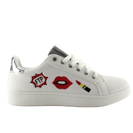 Süße Lippen FB-15 WEISS / SILBER Sneakers mit Patches weiß 1
