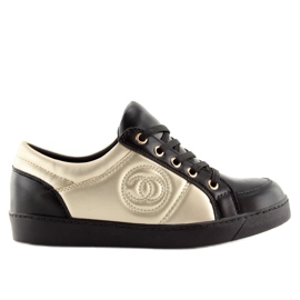 Chanelki Turnschuhe Y612 Schwarz Schwarz und Gold 1