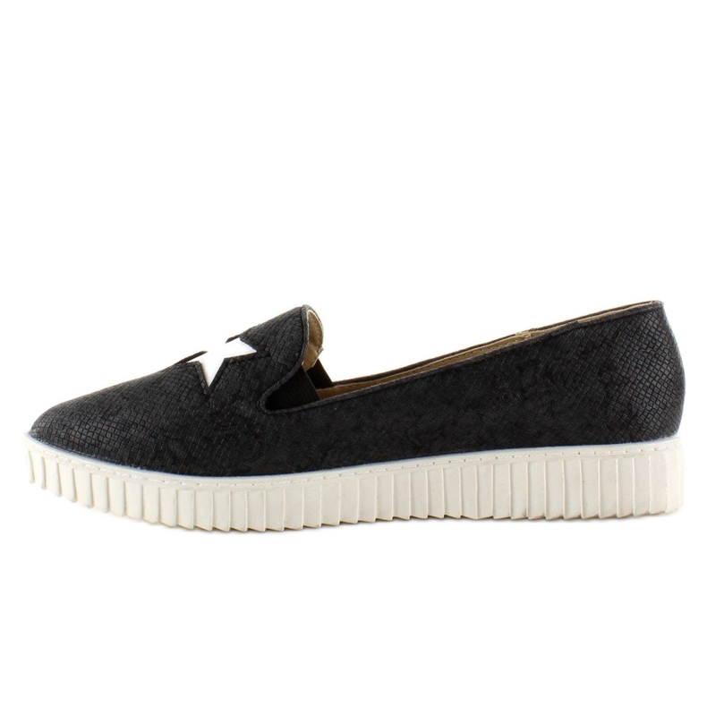 Sneakers mit Sternen FE454 Schwarze hohe Sohle 1