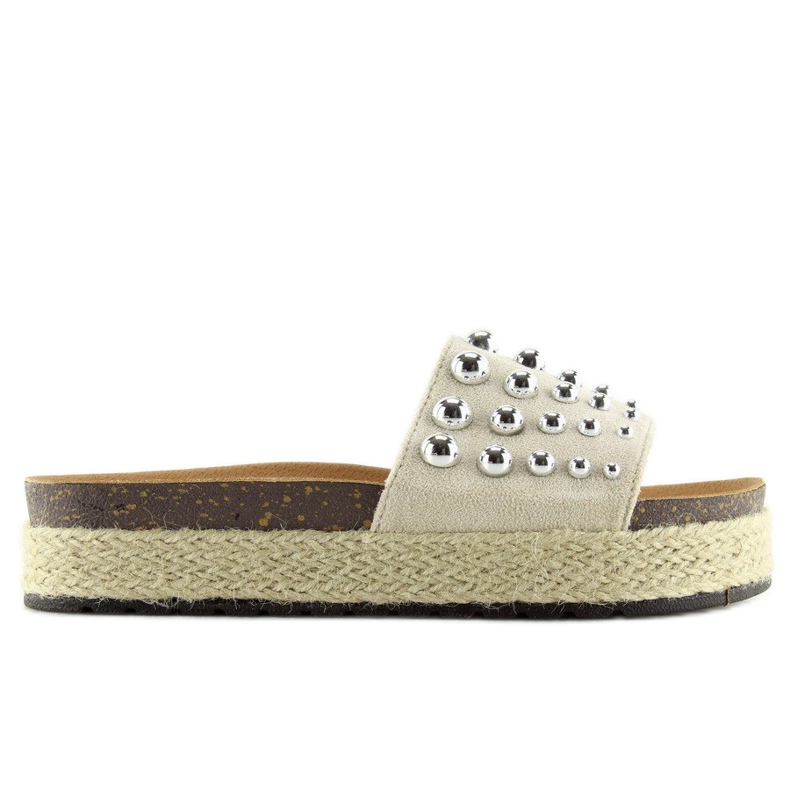 Hausschuhe Espadrilles mit Beige S03 Nieten 2