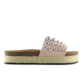 Hausschuhe Espadrilles mit rosa Nieten S03 rosa 2