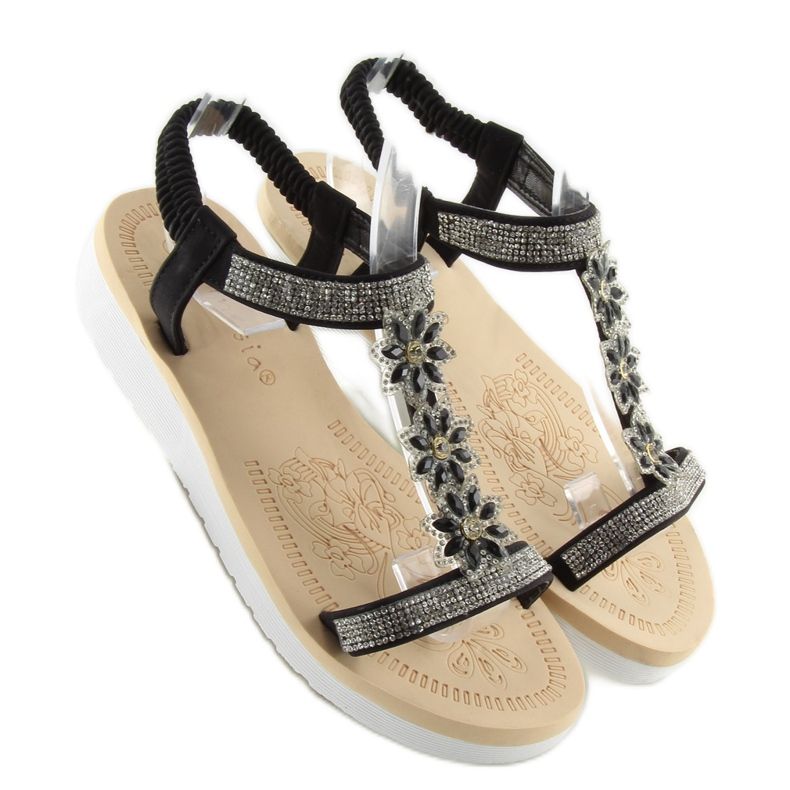 Schwarze Damensandalen WSJ-49 schwarz 1