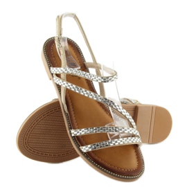 Sandalen mit beigem Zirkonia FM814 apricot 2