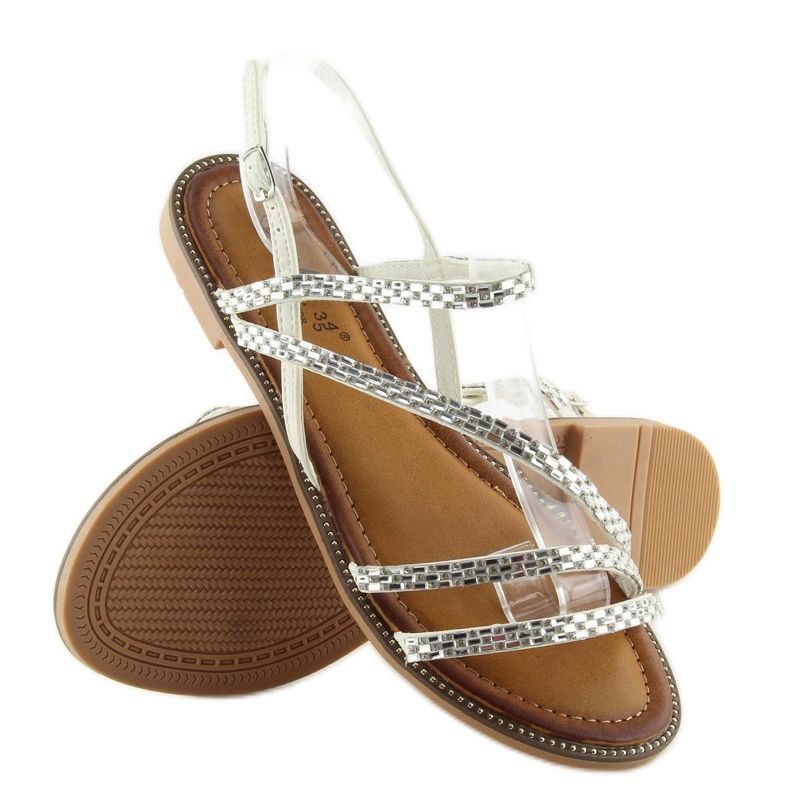 Sandalen mit weißen Zirkonias FM814 weiß 2