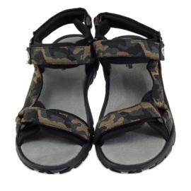 American Club Ledersandalen American 1728 camo grau braun schwarz 4
