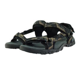American Club Sandalen Ledereinsatz American 1729 camo schwarz braun grau 3