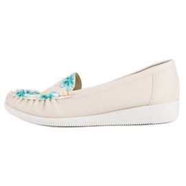 Tullo Beige Mokassins mit Blumen 1