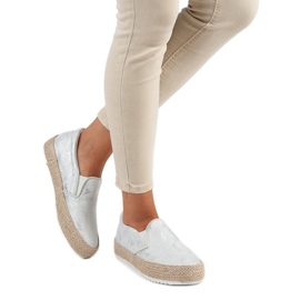 Betler Silberne Espadrilles auf der Plattform grau 2
