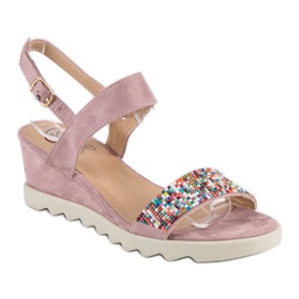 Kylie Sandalen mit Perlen rosa 1
