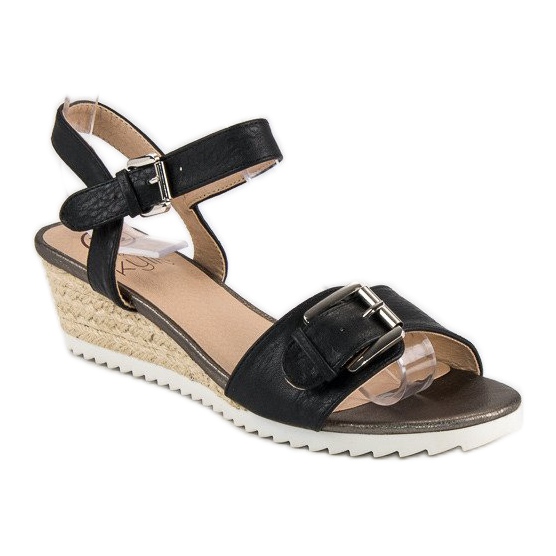 Kylie Espadrilles-Sandalen mit Schnalle schwarz 1