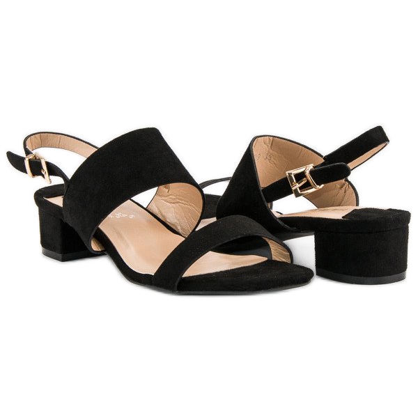 Fama Sandalen mit niedrigem Absatz schwarz 1