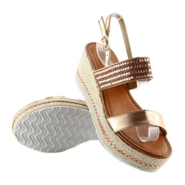 Sandalen, Espadrilles auf silbernen Keilen rosa 1