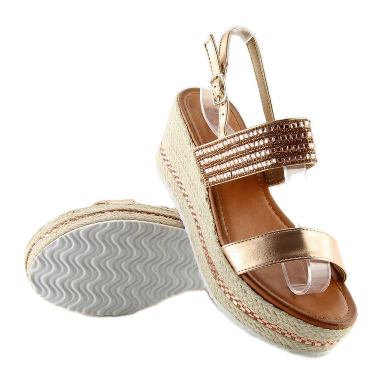 Sandalen, Espadrilles auf silbernen Keilen rosa 1