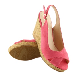 Sandalette auf Keilabsatz aus Kork Rosa 6421 Rosa gelb 1